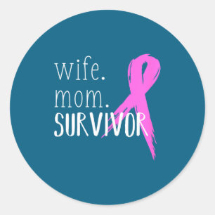 Wife mum survivor design gift for breast cancer classic round sticker