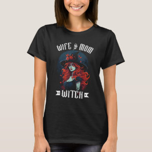 Wife Mum Witch Retro Witch Mum Horror Spooky Women T-Shirt