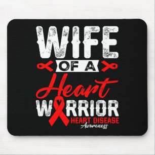 Wife Of A Heart Warrior Heart Disease Red Ribbon M Mouse Pad