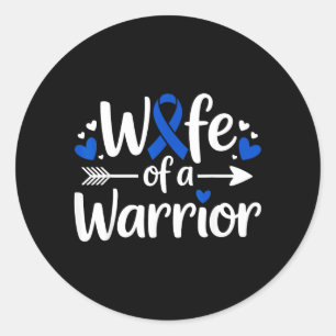 Wife Of A Warrior Colon Cancer Awareness Heart Classic Round Sticker