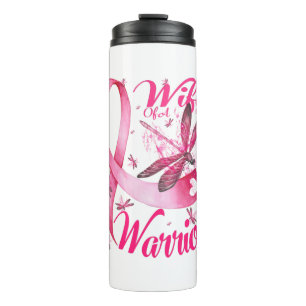 Wife Of A Warrior Dragonfly Breast Cancer Thermal Tumbler