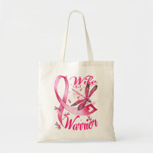 Wife Of A Warrior Dragonfly Breast Cancer Tote Bag