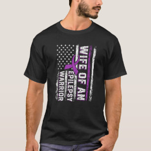 Wife of a Warrior Epilepsy Purple Ribbon Support U T-Shirt