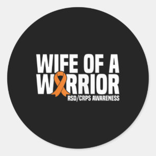 Wife Of A Warrior Orange Ribbon Rsdcrps Awareness Classic Round Sticker