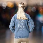 Wife Of The Party Austin Bachelorette Party Denim Jacket<br><div class="desc">Cute denim jacket for the bride at her bachelorette party. The back features "Wife of the Party" in a chic white script and a heart and "Austin,  TX" in simple modern white typography. You can change the party destination. A coordinating "The Party" jacket is available for the bachelorette group.</div>