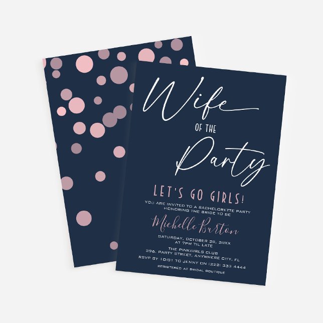 Wife of the Party Simple Bachelorette Party Invitation (Creator Uploaded)