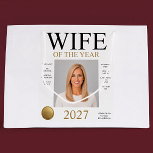 Wife Of The Year Photo (White Only) Large Gift Bag