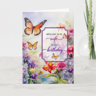Wife on Her Birthday Bright Wildflower Garden Card