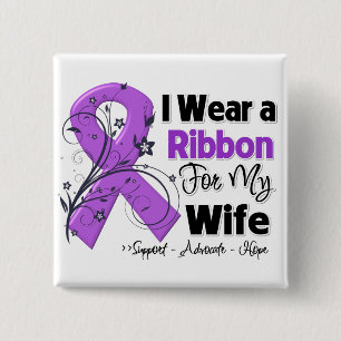 Wife - Pancreatic Cancer Ribbon 15 Cm Square Badge