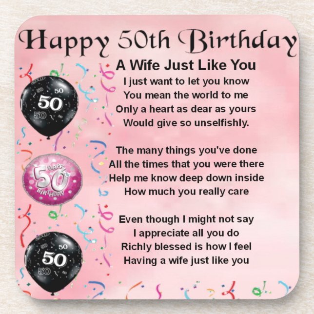 Wife Poem - 50th Birthday Coaster (Front)