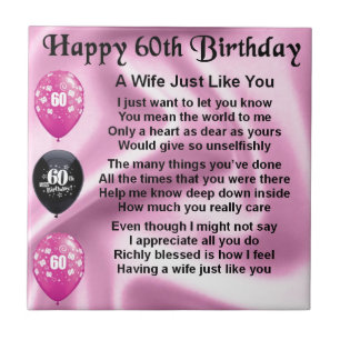 Wife poem - 60th Birthday Ceramic Tile
