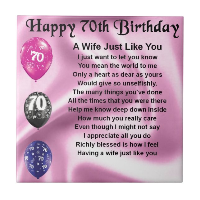 Wife Poem - 70th Birthday Tile (Front)