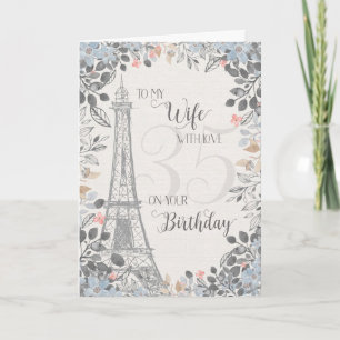 Wife Romantic 35th Birthday Eiffel Tower Card