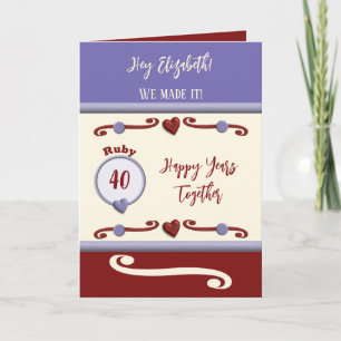 Wife Ruby 40th anniversary purple Card