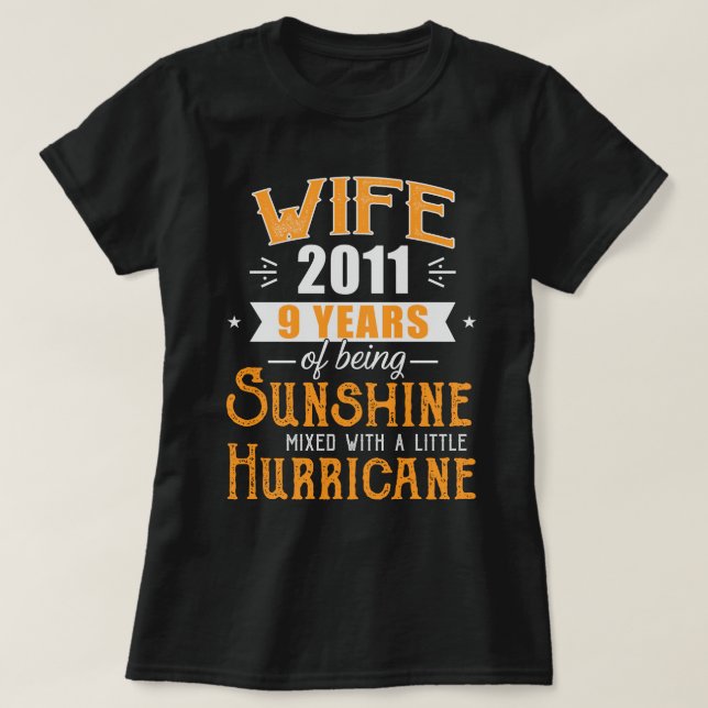 Wife Since 2011 Gift, 9 Years Wedding Anniversary T-Shirt (Design Front)