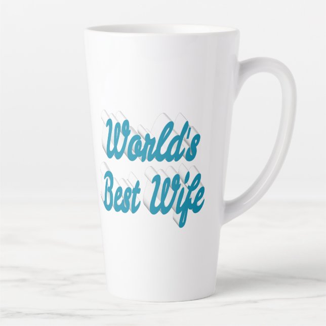 Wife sky blue text  latte mug (Right)