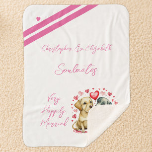 Wife soulmates cute dogs anniversary gift sherpa blanket