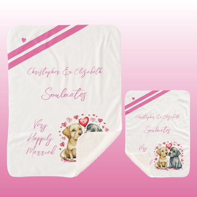 Wife soulmates cute dogs anniversary gift sherpa blanket (Creator Uploaded)