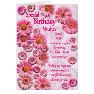 Wife Special Birthday Wishes Pink Daisies