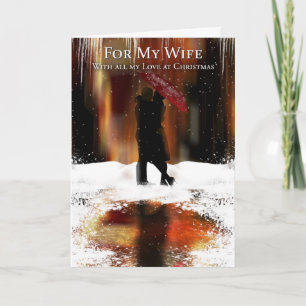 Wife Stylish Christmas Holiday Card With Couple