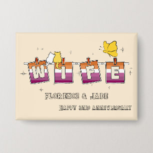 Wife Sunset Lesbian Flag Happy Anniversary Button
