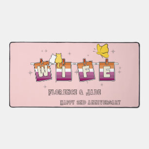 Wife Sunset Lesbian Flag Happy Anniversary Desk Mat
