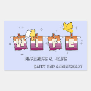 Wife Sunset Lesbian Flag Happy Anniversary Rectangular Sticker