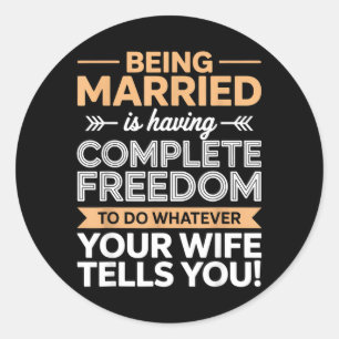 Wife Tells Engagement Fiancé Couple Husband Wife Classic Round Sticker