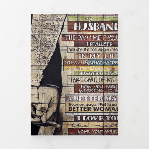 Wife To My Husband Letter New Home Decor Tri-Fold Announcement