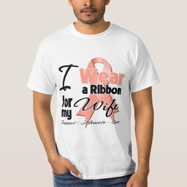 Wife - Uterine Cancer Ribbon T-Shirt (Front)