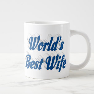 Wife with blue half text giant coffee mug
