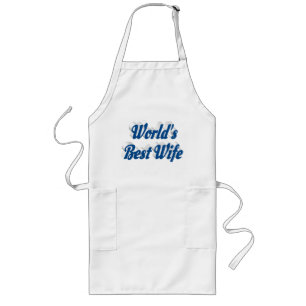 Wife with blue text long apron