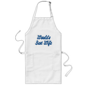 Wife with blue text long apron