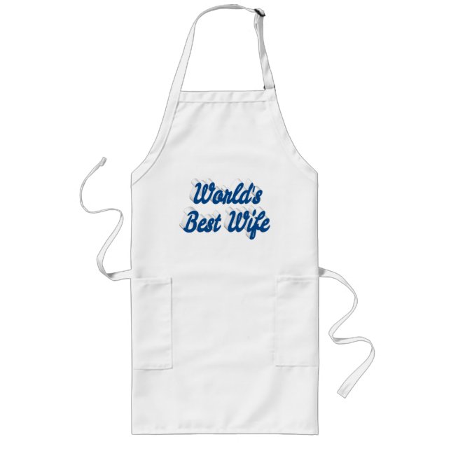 Wife with blue text long apron (Front)