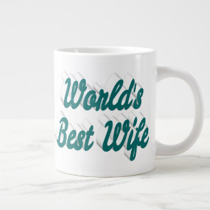 Wife with green half text giant coffee mug