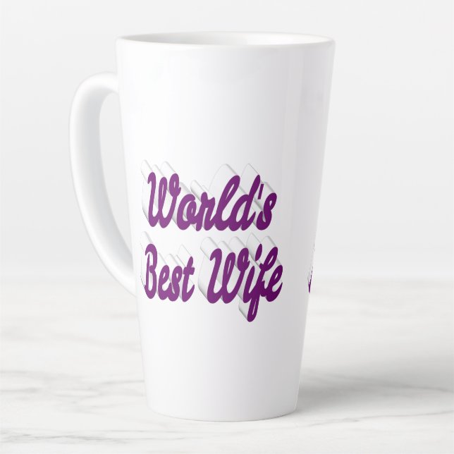Wife with purple text  latte mug (Left Angle)