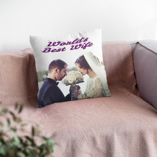 Wife with purple text photo cushion