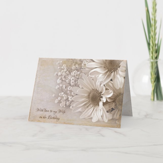 Wife's Birthday daisy bouquet Card (Front)