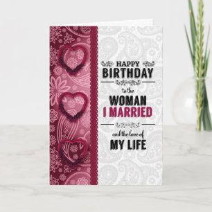 Wife's Birthday Romantic Pink Hearts Card