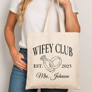 Wifey Club Custom Tote Bag, Honeymoon Gift for Her Bag