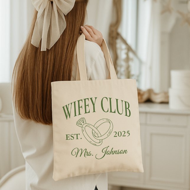 Wifey Club Tote, Personalised Wedding Gift for Her Tote Bag (gift for newlyweds, wedding gift for her, honeymoon tote bag, custom name wifey bag, gift for wife)