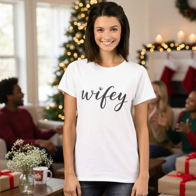 Wifey Colourful Script Heart Women’s T-Shirt Gift (Black | Colorful Script Heart Women’s T-Shirt Gift)