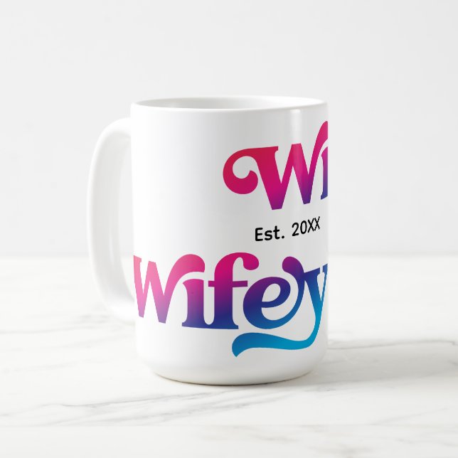 Wifey Couple Wedding Anniversary Custom Colourful Coffee Mug (Front Left)