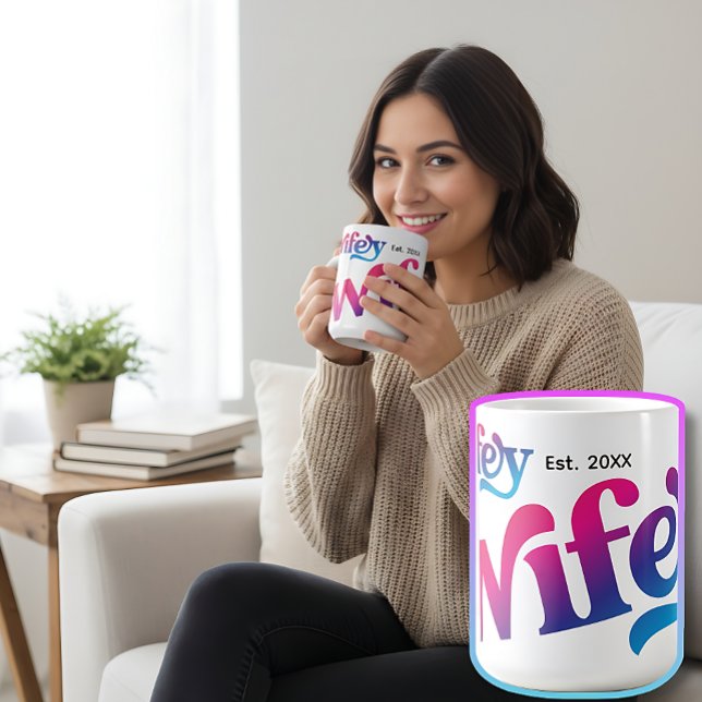 Wifey Couple Wedding Anniversary Custom Colourful Coffee Mug (Zazzle Wifey Couple Wedding Anniversary Custom Colorful Coffee Mug Funny Birthday Christmas Gift Her)