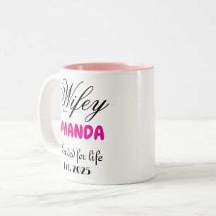 Wifey custom couple married Two-Tone coffee mug