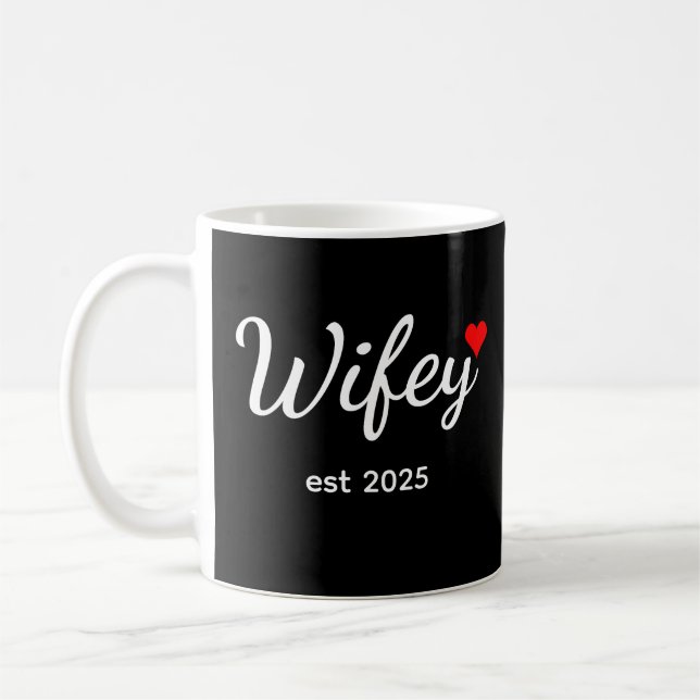 Wifey Custom Date Bride, Fiance Gift Coffee Mug (Left)