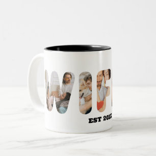 Wifey Custom Word Photo Collage Wedding Gift Two-Tone Coffee Mug