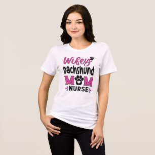 Wifey, Dachshund Mum, Nurse: Pink and Black Tri-Blend Shirt