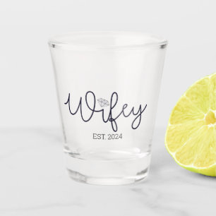 Wifey Diamond Script EST Year Custom Shot Glass