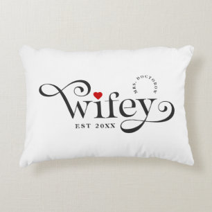 Wifey Elegant Typography Wedding Anniversary Decorative Cushion
